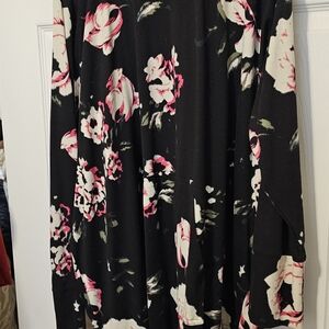 LuLaRoe Black Cardigan with Pink & Cream Floral Print